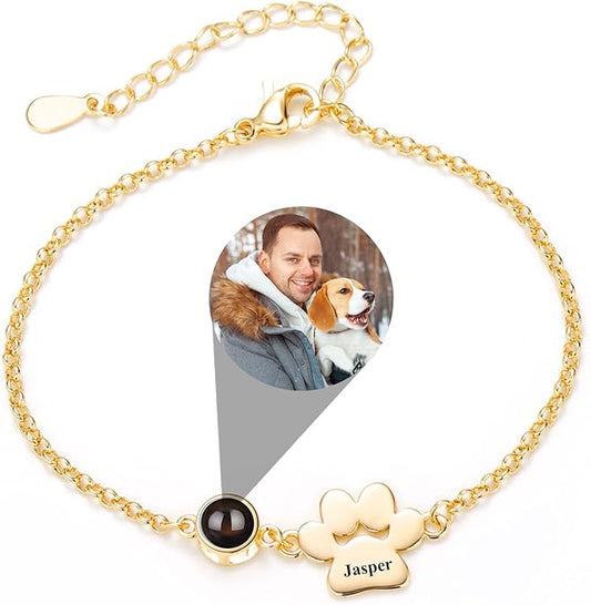 Custom pet picture bracelet and engravable name