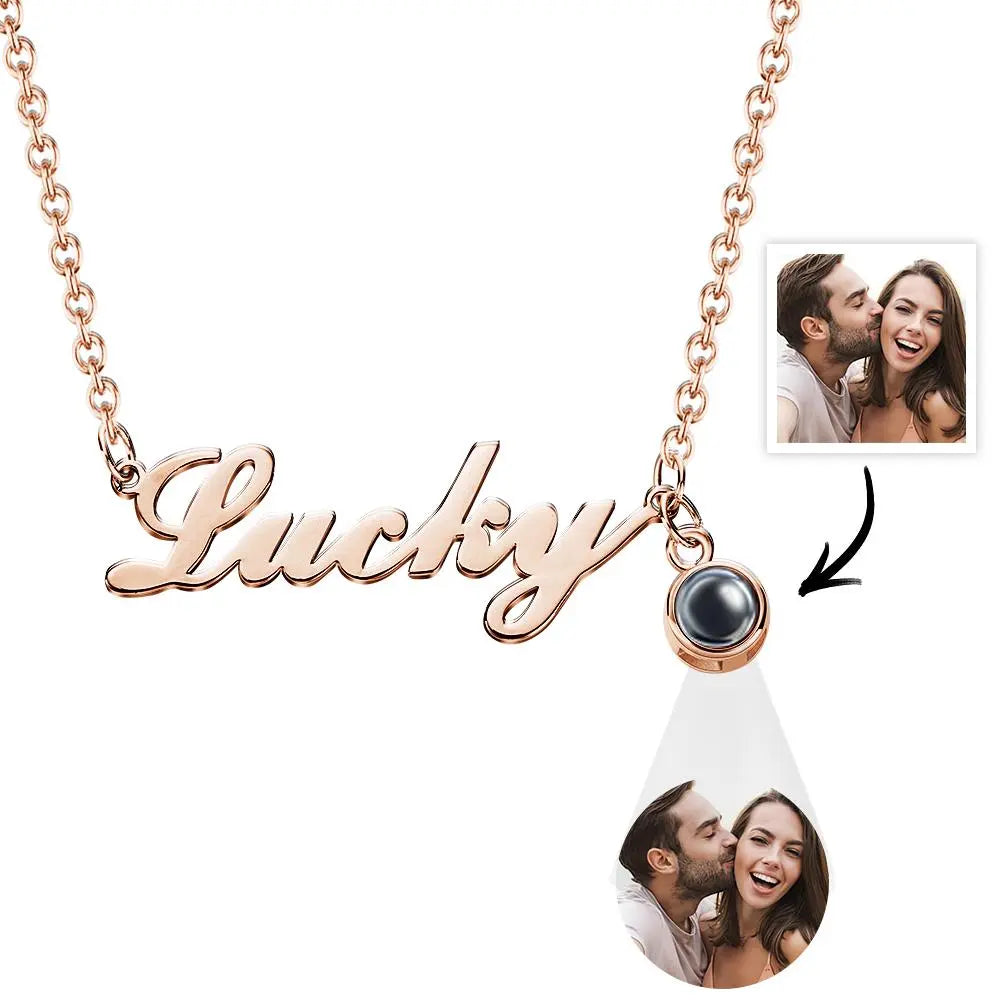 Engravable Name Necklace with Photo inside