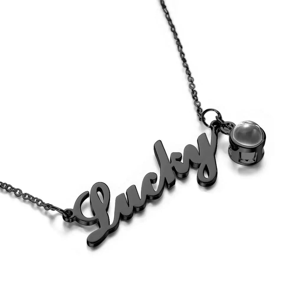 Engravable Name Necklace with Photo inside