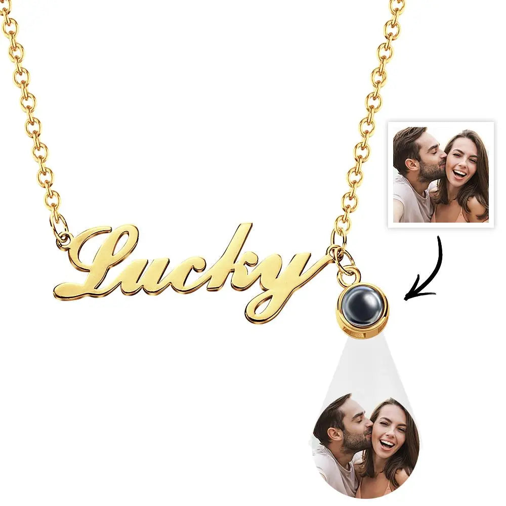 Engravable Name Necklace with Photo inside
