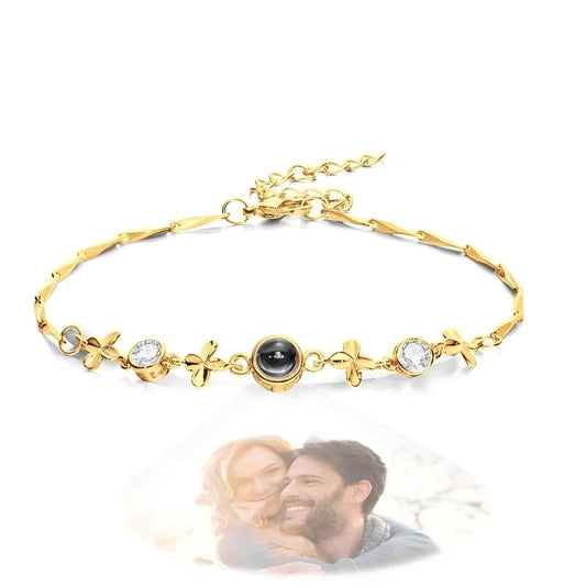 Personalized Four-leaf Clover Photo Bracelet