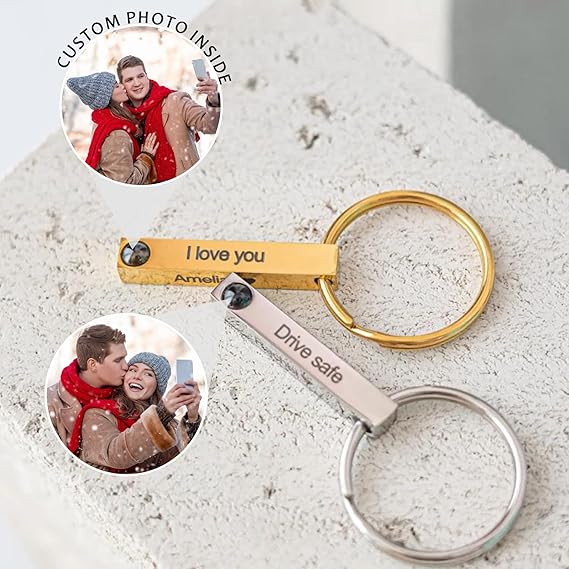 Engravable keychain-Custom photo and Engrave words or name