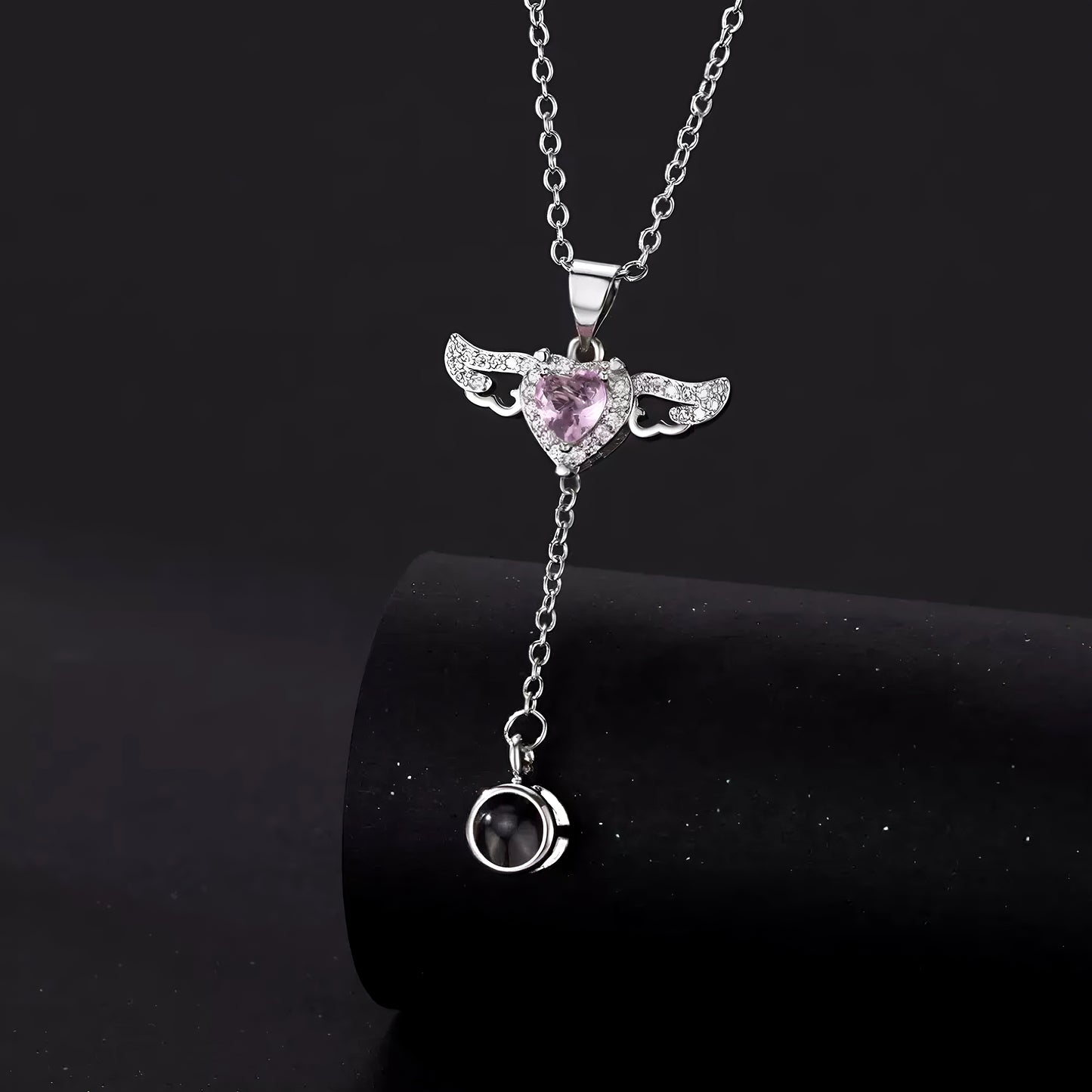 Angel Wings Pendant with Photo inside -Pandant is movable