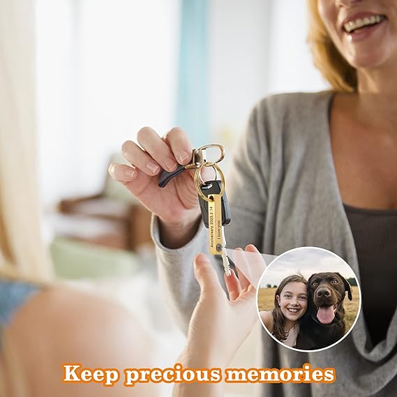 Engravable keychain-Custom photo and Engrave words or name