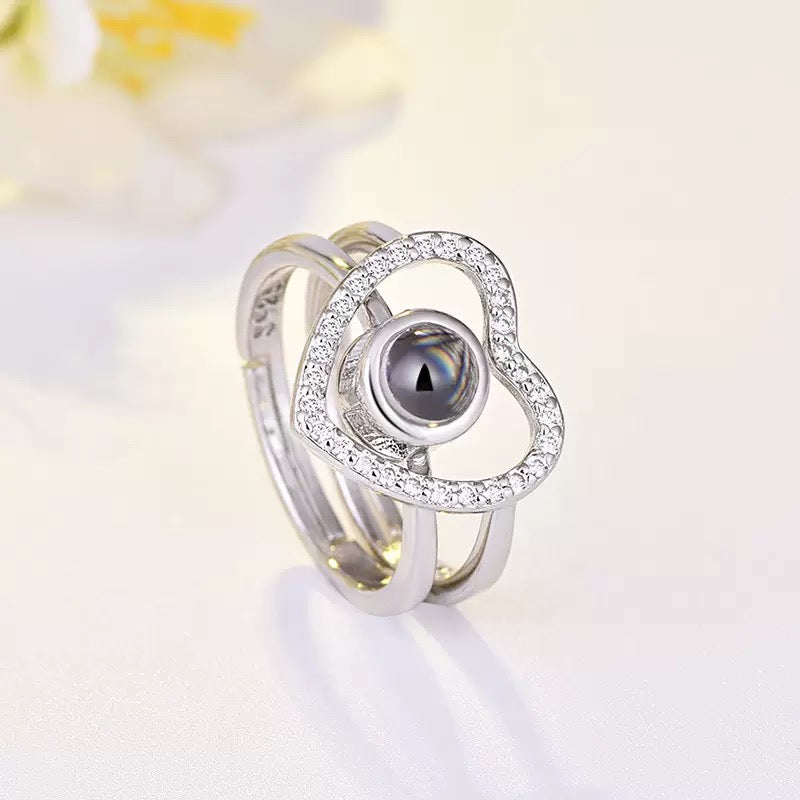 custom photo projection ring , gift for wife