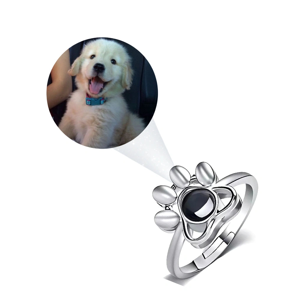 Personalized Pet Paw Photo Ring