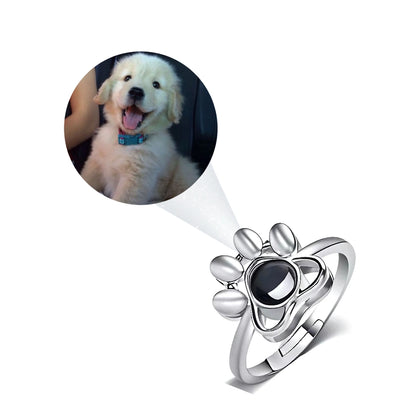 Personalized Pet Paw Photo Ring