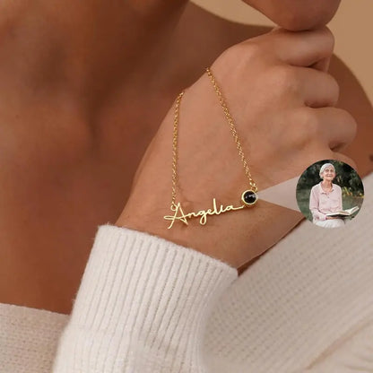 Engravable Name Necklace with Photo inside