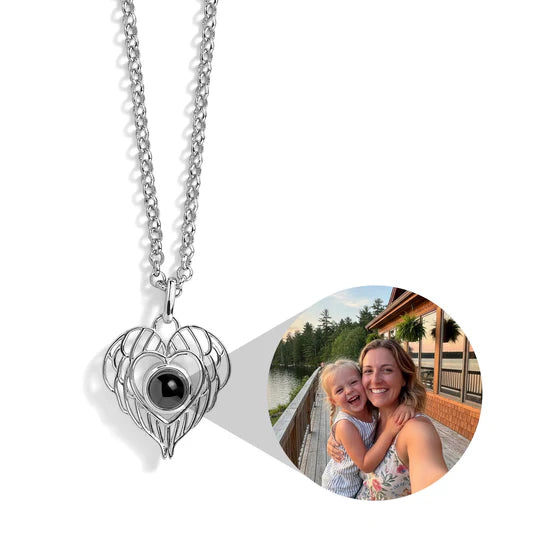Personalized Angel Wing Photo Necklace