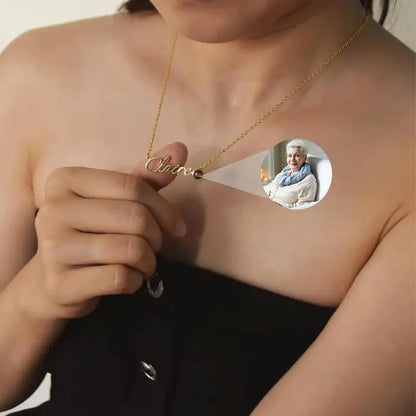Engravable Name Necklace with Photo inside
