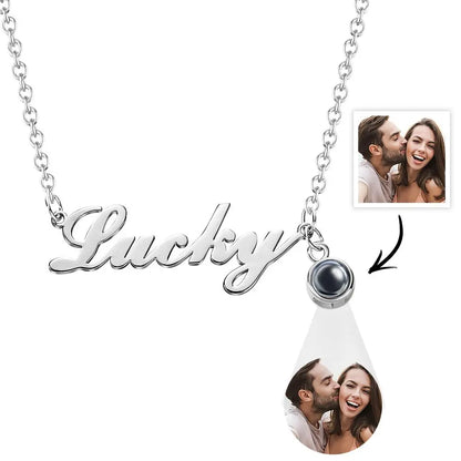 Engravable Name Necklace with Photo inside