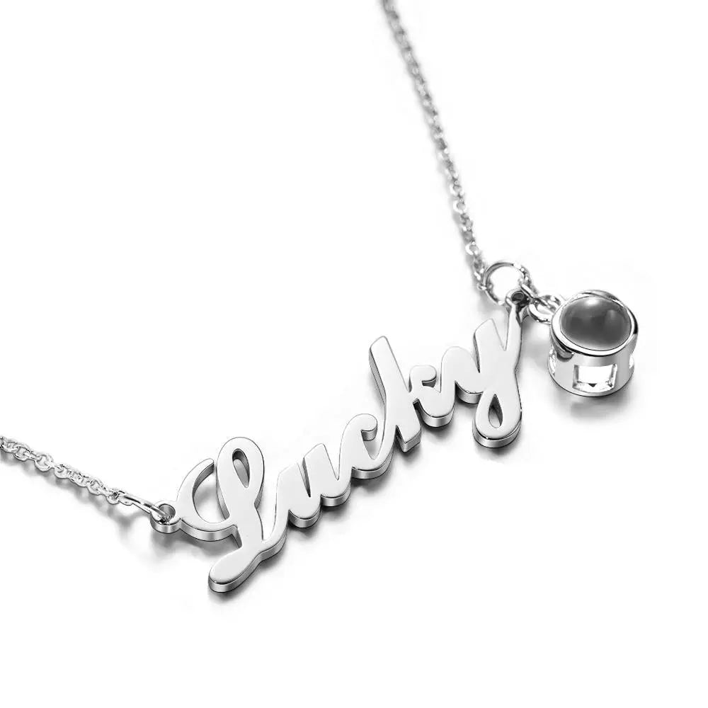 Engravable Name Necklace with Photo inside