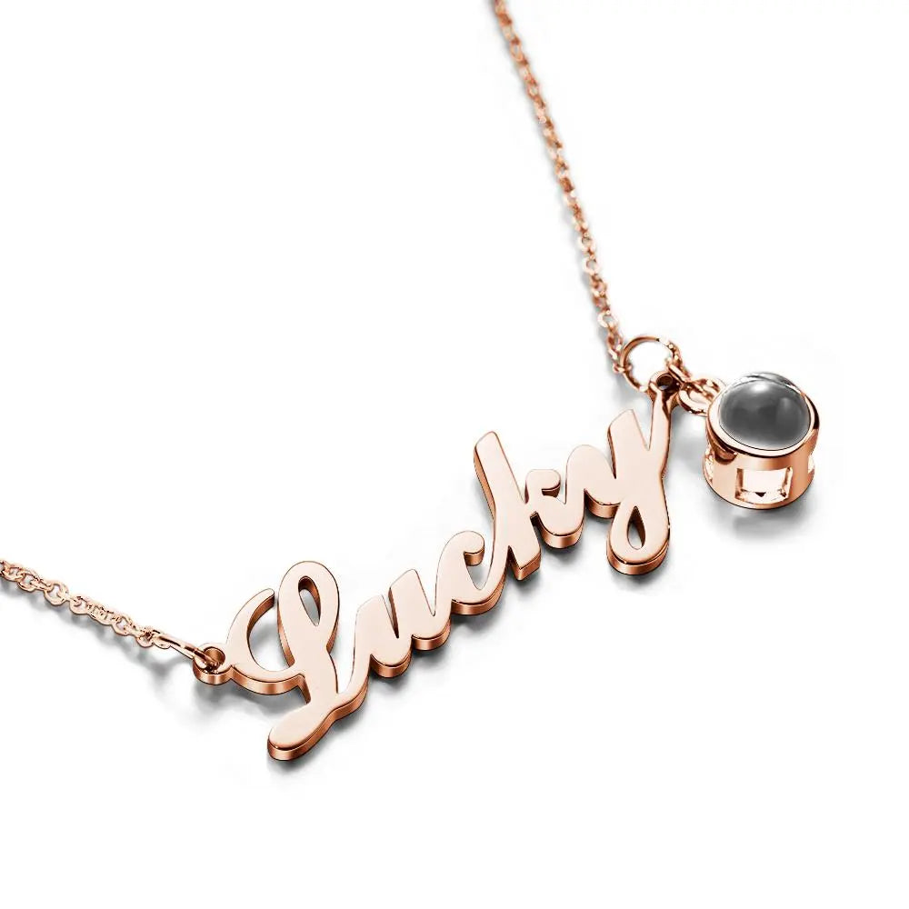 Engravable Name Necklace with Photo inside