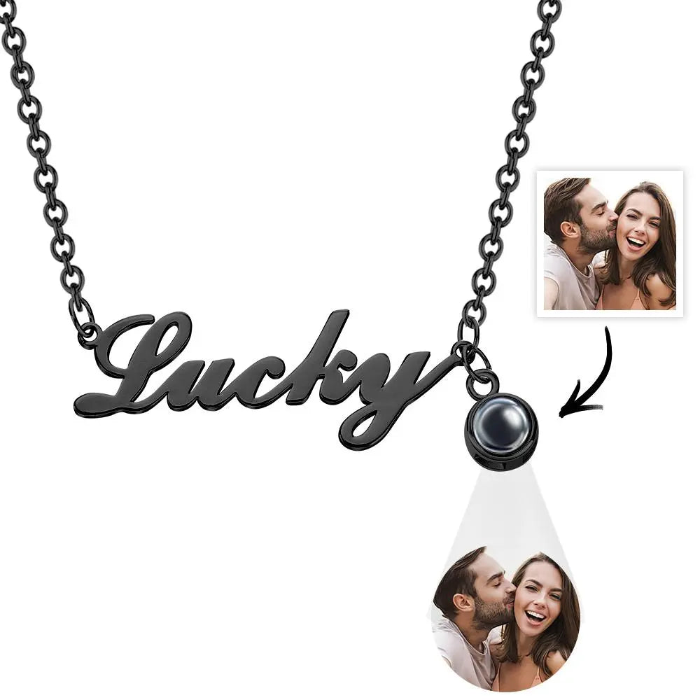 Engravable Name Necklace with Photo inside