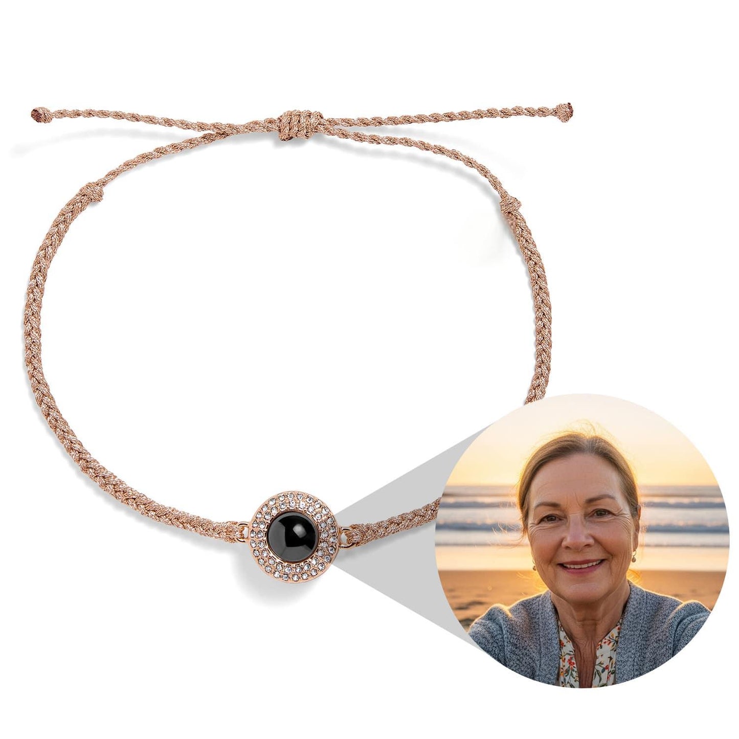 Personalized Pavé Circle Photo Bracelet