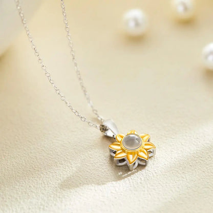 Personalized Sun Flower Photo Necklace