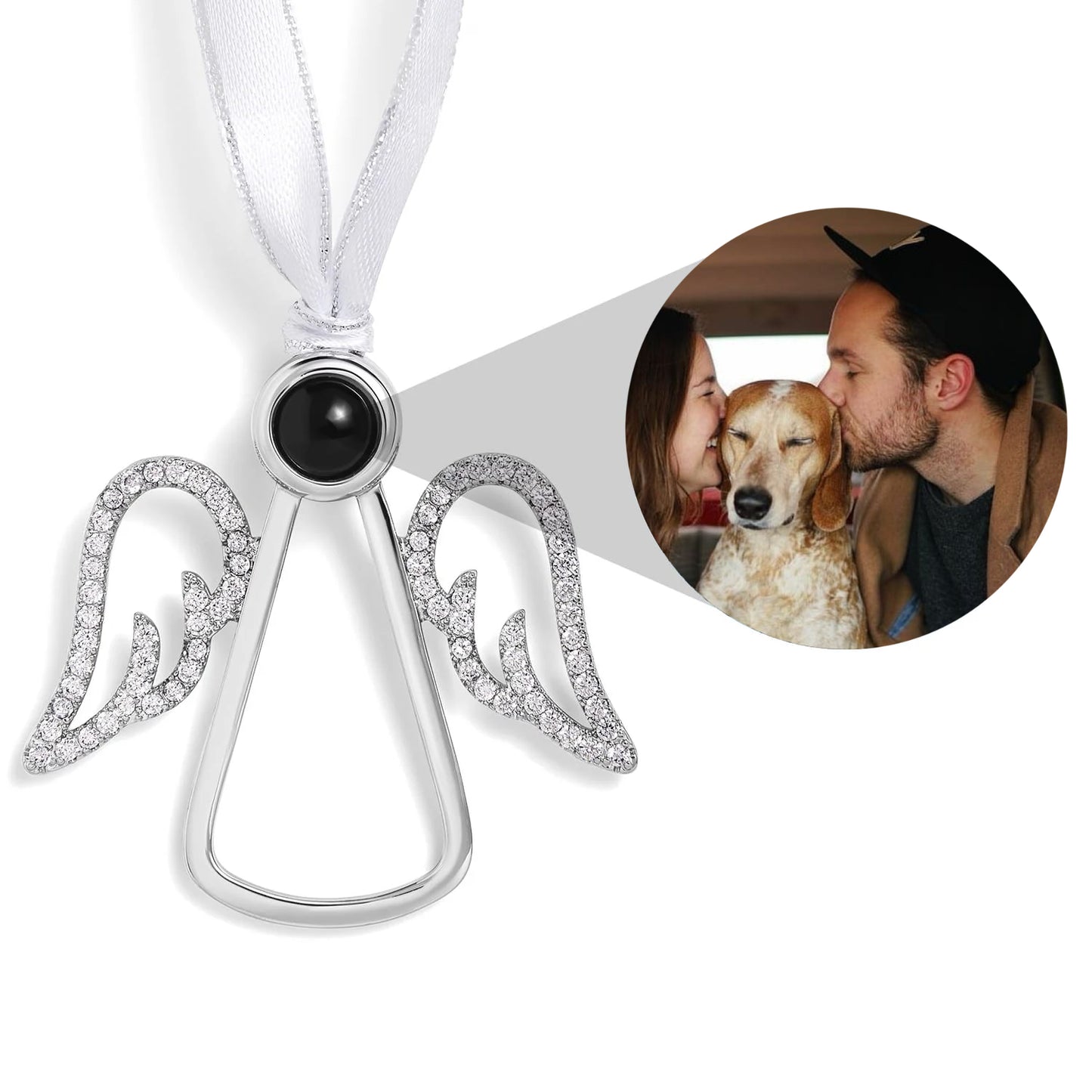 Personalized Angel Photo Ornament - Hang on Christmas Tree, Car Rearview Mirror, Home Decor & More