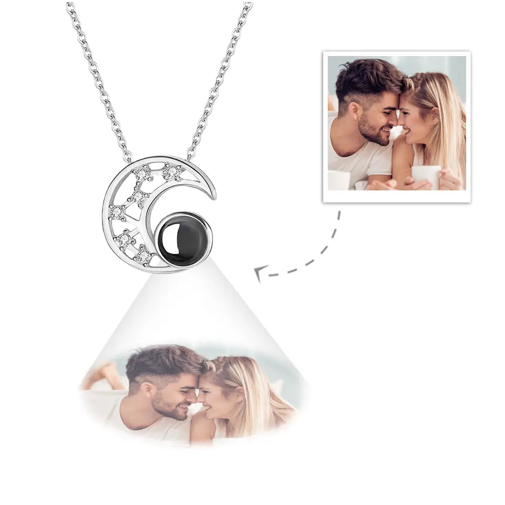 Personalized Moon Photo Pendant Necklace