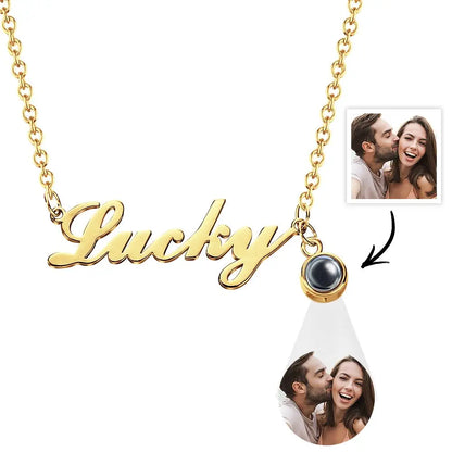 Engravable Name Necklace with Photo inside
