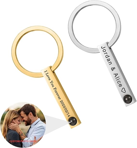 Engravable keychain-Custom photo and Engrave words or name
