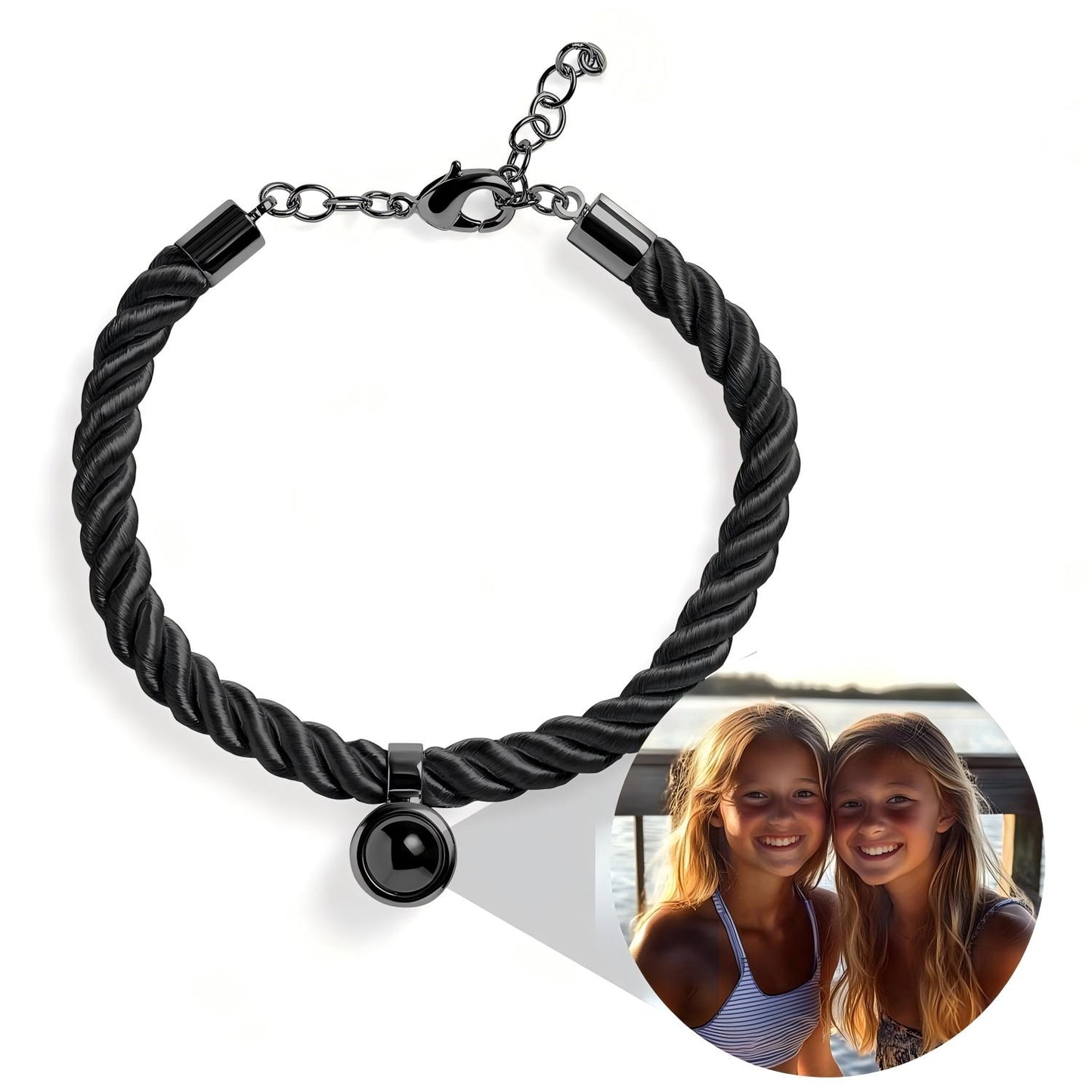 Personalized Rope Circle Photo Bracelet