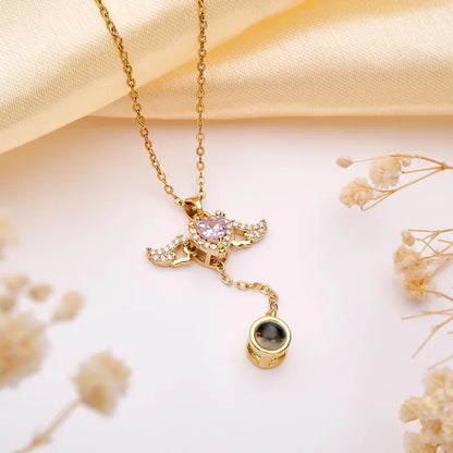 Angel Wings Pendant with Photo inside -Pandant is movable