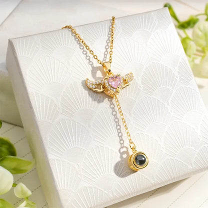 Angel Wings Pendant with Photo inside -Pandant is movable