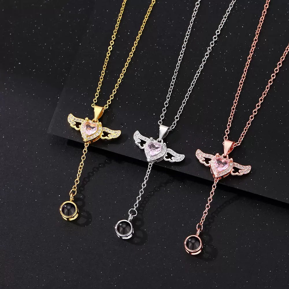 Angel Wings Pendant with Photo inside -Pandant is movable