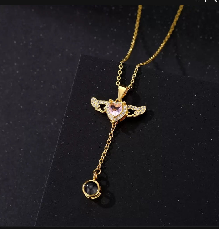 Angel Wings Pendant with Photo inside -Pandant is movable