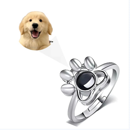 Personalized Pet Paw Photo Ring