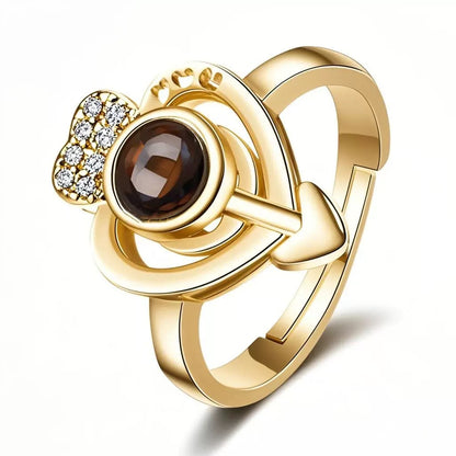 Personalized Photo Ring with Heart and Arrow Design