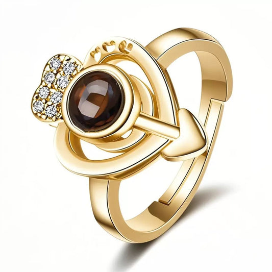 Personalized Photo Ring with Heart and Arrow Design