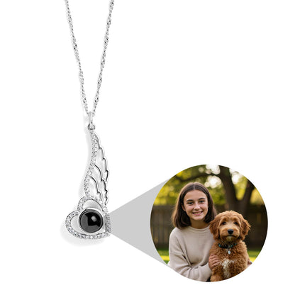 Personalized Wing-Shaped Photo Pendant Necklace