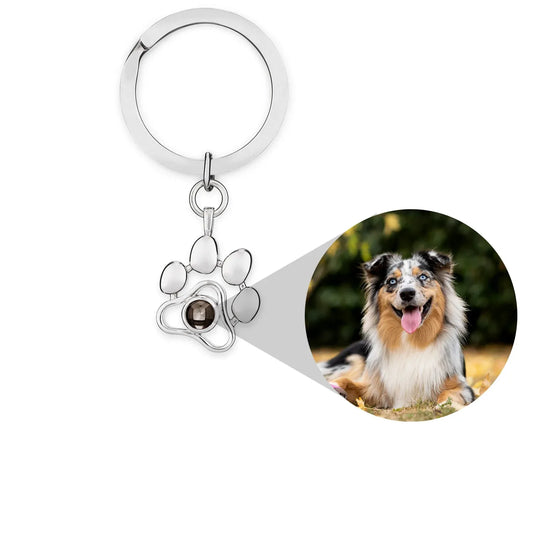 Personalized Pet Paw Photo Keychain