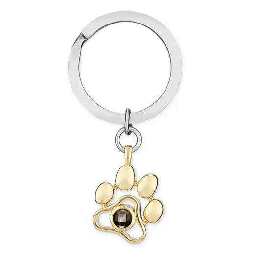 Personalized Pet Paw Photo Keychain