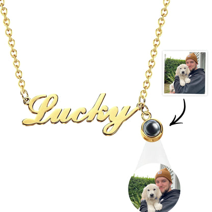 Engravable Name Necklace with Photo inside