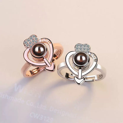 Personalized Photo Ring with Heart and Arrow Design